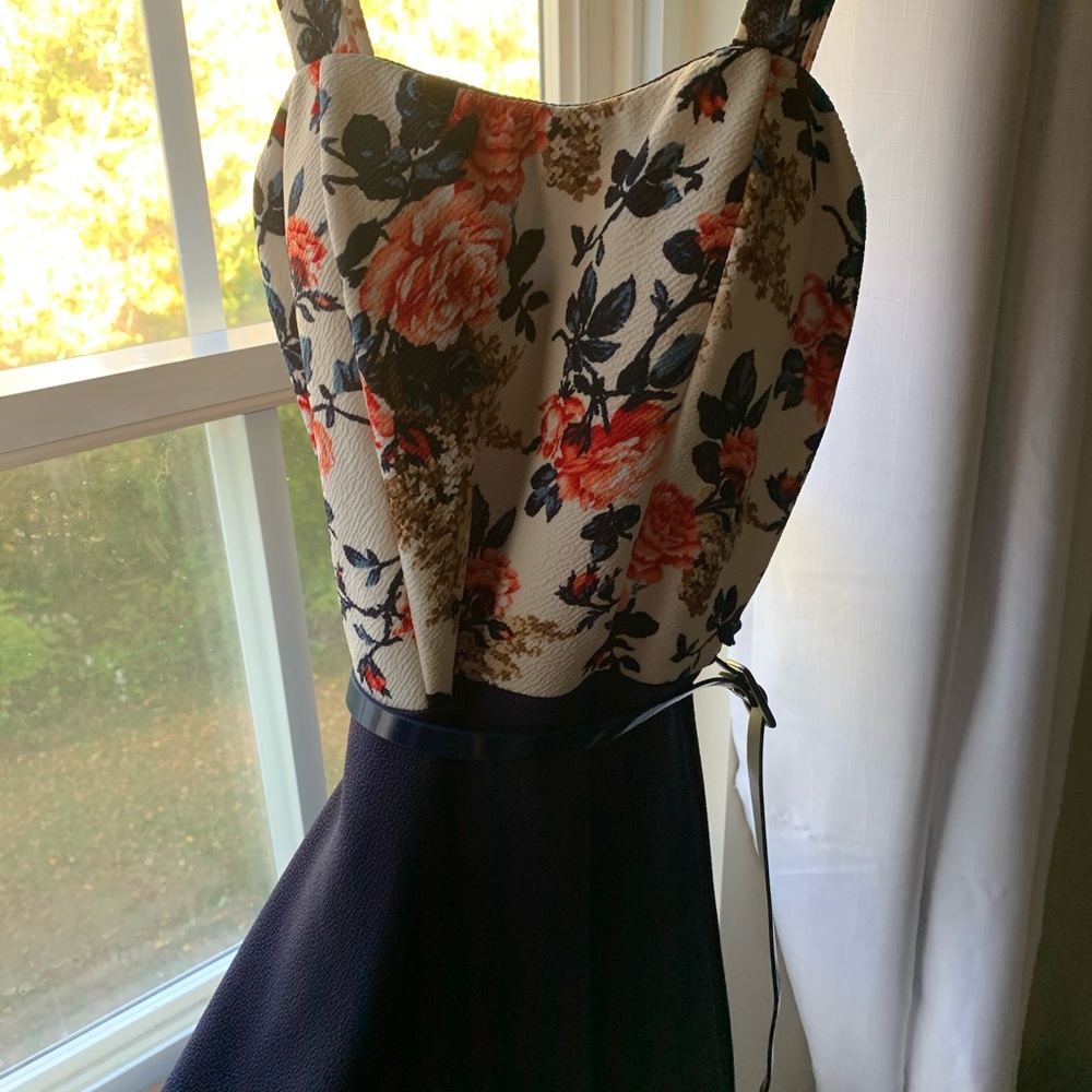 blue & white floral dress